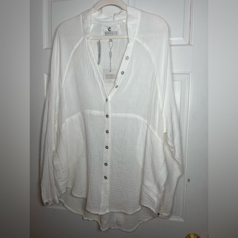 Cupio White Button Down Womens Large